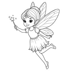 Cute Fairy Flying with Magic Wand, Fairy SVG, Fantasy SVG, Magic SVG, Cute SVG
