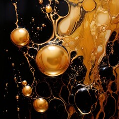 an AI Image Generator, Abstract Swirling Liquid Gold and Black on a Glossy Surface