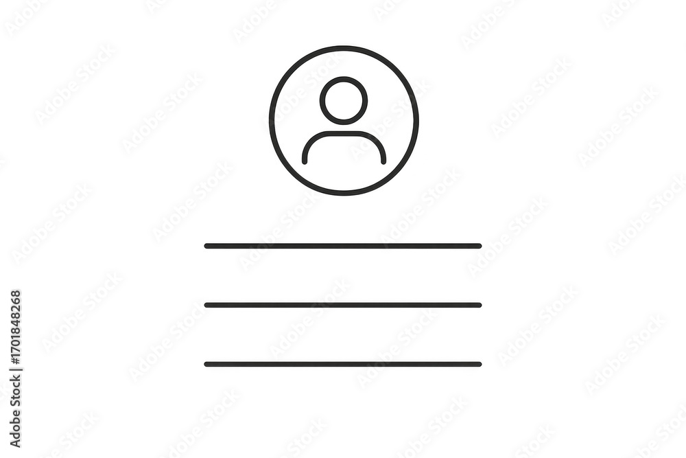 Poster User profile icon with three lines on a transparent background, minimalist