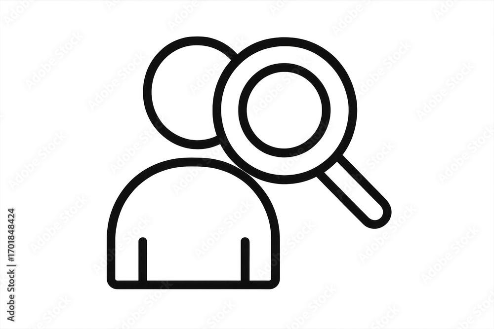 Poster outlined search icon of a person isolated on a transparent background style