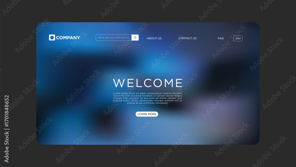 Poster modern website landing page welcomes visitors with clean design and clear call to action