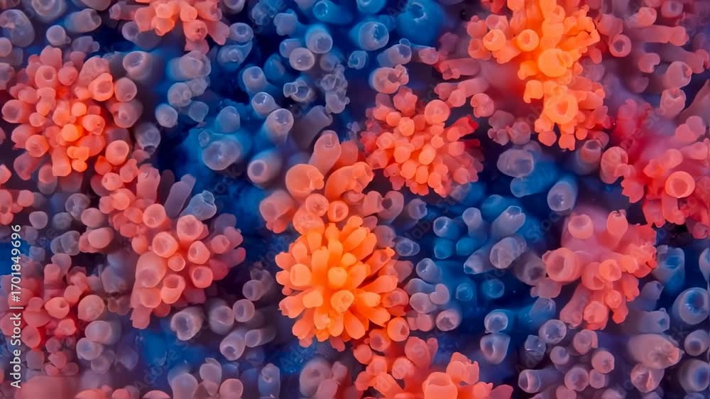 Poster cellular movement and color change in microscopic view