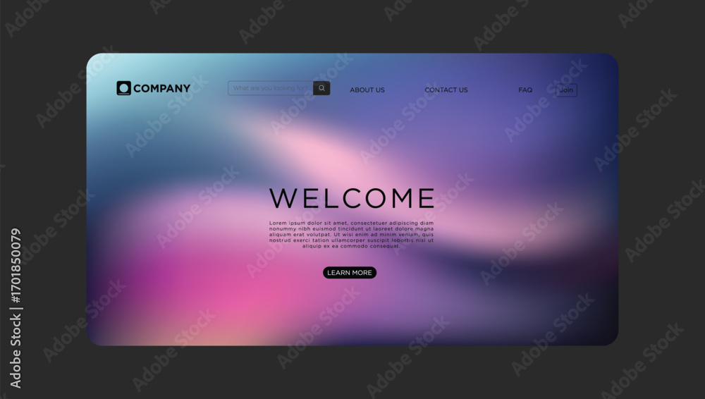 Poster modern digital welcome screen for corporate website with vibrant gradient and clear call to action