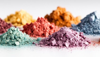 Colorful powder piles on white (1)
