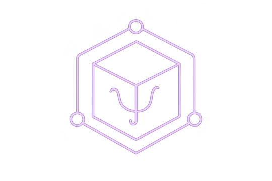 Glowing purple futuristic Psi symbol isolated on transparent background