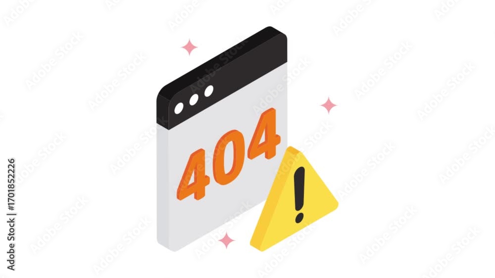 Aufkleber browser error isometric animation mp4 file