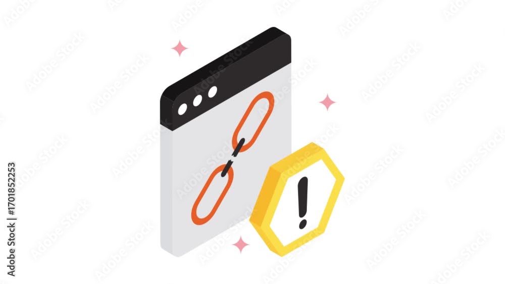 Aufkleber link error isometric animation mp4 file