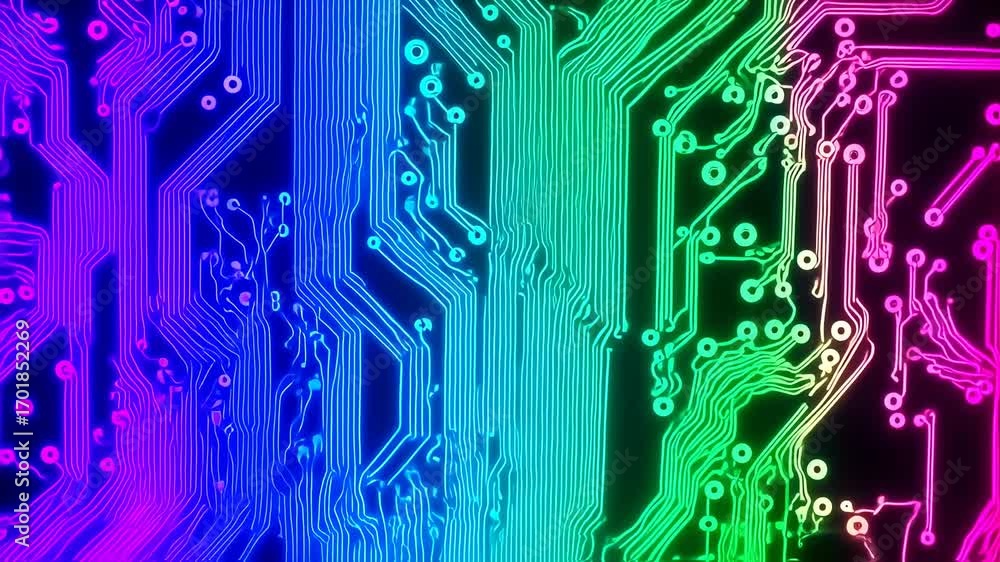 Poster circuit board patterns shifting colors