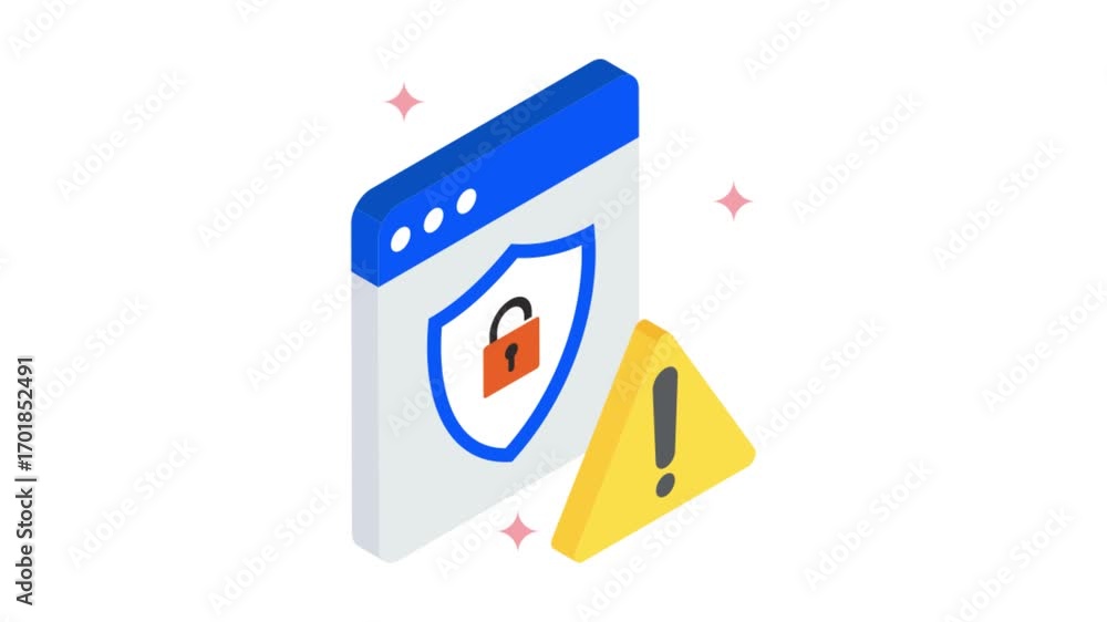 Poster security error isometric animation mp4 file