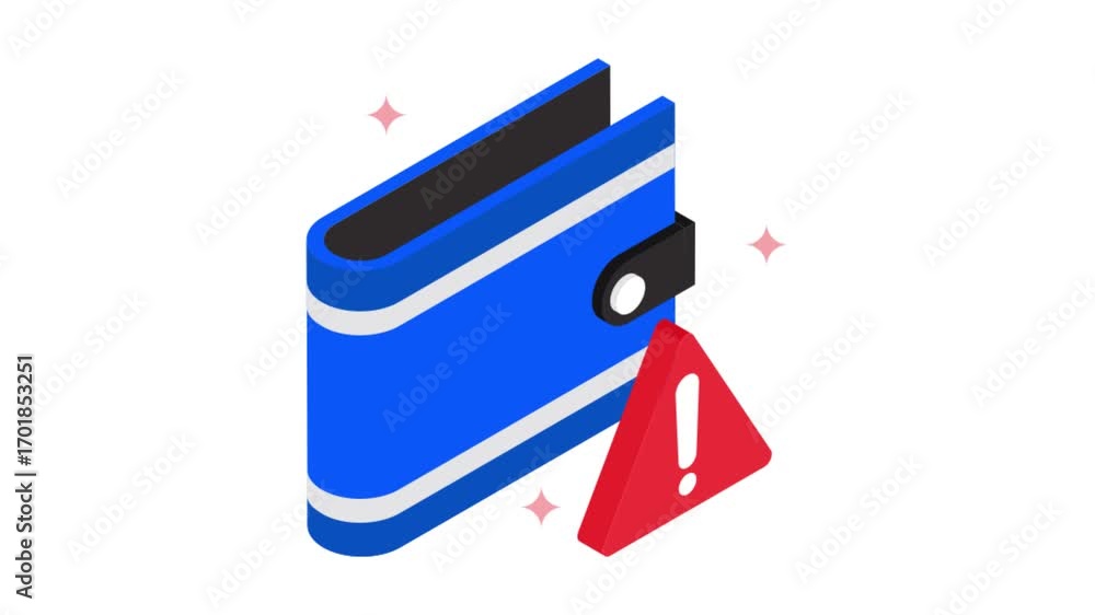 Aufkleber empty wallet isometric animation mp4 file