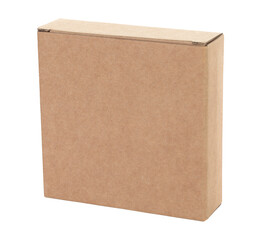 Thin kraft cardboard box, isolated on transparent background. Minimal, eco-friendly packaging concept, versatile for storage, gifts, shipping, and product presentation