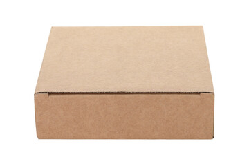 Thin kraft cardboard box, isolated on transparent background. Minimal, eco-friendly packaging concept, versatile for storage, gifts, shipping, and product presentation