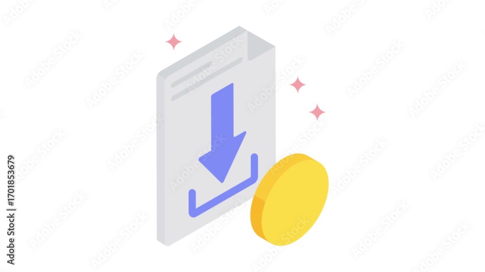 Poster no downloads isometric animation mp4 file