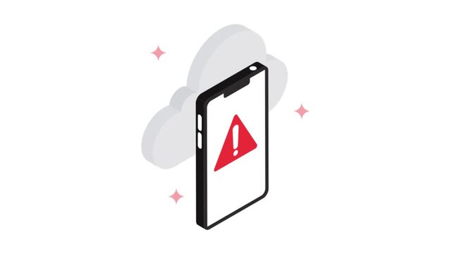 Cloud Error isometric animation MP4 file