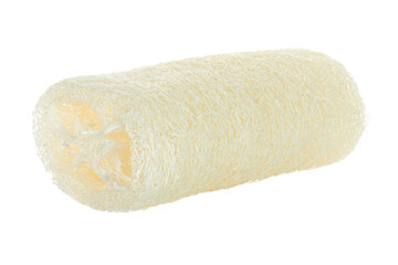 Loofah sponge, isolated on transparent background, full focus for sharp texture. Natural eco cleaning accessory, sustainable and reusable kitchen tool