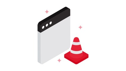 Website Under Construction isometric animation MP4 file