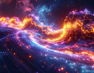 Futuristic Music Visualization with AI Art and Digital Light Waves