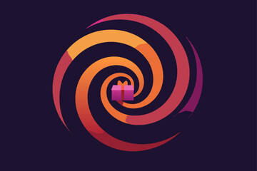 Abstract Spiral Glow with Gift Box Icons