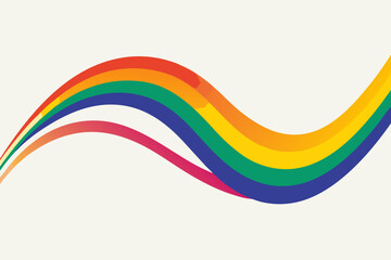 Abstract Wave Lines in Rainbow Colors