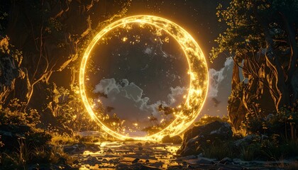 Glowing Portal in Mystical Landscape