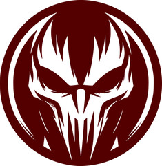 Minimalist red vector icon of an evil. Modern, clean, scalable design for logos, stickers, or digital use.