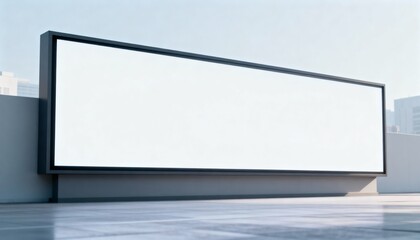 Fototapeta premium Billboard Mockup on Rooftop with Cityscape in Background for Advertising and Marketing Campaigns