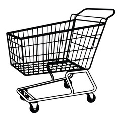 Flat Vector of Supermarket Trolley Cart Silhouette