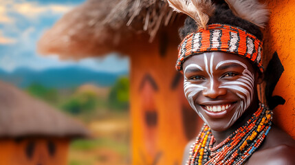 Vibrant tribal culture and traditional african face paint expression