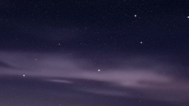 Majestic Night Sky Time Lapse with Stars Twinkling Above Rolling Clouds