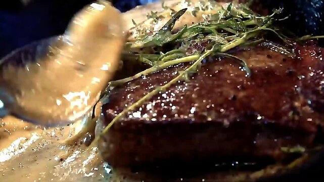 Surf and turf seafood dinner platter featuring filet mignon steak, lobster tails, and baked potato, perfect for gourmet dining, restaurant menus, or fine dining promotions.