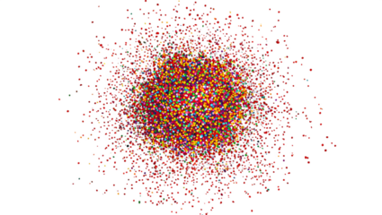 Colorful explosion of tiny dots illustrating chaos and vibrancy in an abstract art form, emphasizing a burst of energy in design and texture creativity, illustration, form, dynamic, pattern, visual, s