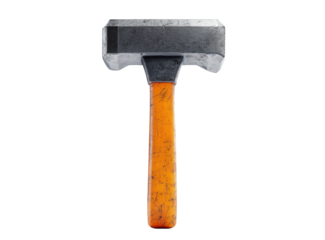 Sledgehammer with orange handle isolated on transparent background