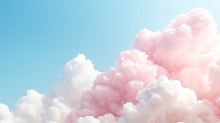 Fototapeta premium Cotton Candy Skies: Capturing a breathtaking moment where the soft, fluffy clouds transform the sky into a dreamscape, with a blend of pastel hues, promising tranquility and serenity.