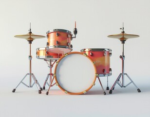 3D render of a toy drum set isolated on white background. Generated image