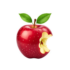 Fresh red apple with a bite taken out, showcasing crisp texture and shiny skin, set against a plain background, emphasizing natural colors and healthy snacking options eating, food, natural, shiny, ri