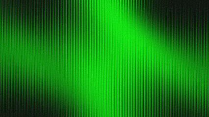 Vertical striped glass background with green gradation. Wavy glass texture, striped frosted surface