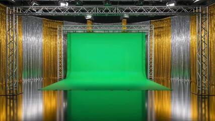 A professional green screen studio setup for virtual production and creative filming