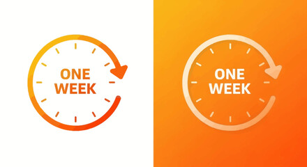 Illustrating a One Week Timeline with a Clock and Arrow Symbol Representing Time Passing Swiftly