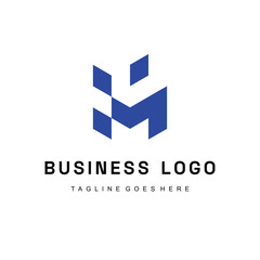 Fototapeta premium Abstract blue letter M logo for business identity