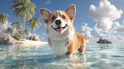 dog in the water
