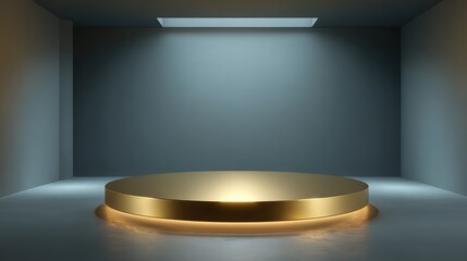 Elegant Gold Platform in Minimalist Interior Setting for Product Display and Luxury Presentation