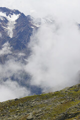 The panorama of the Alps opening from Gaislachkogl pick, Oetztal valley, the Austrian Alps
