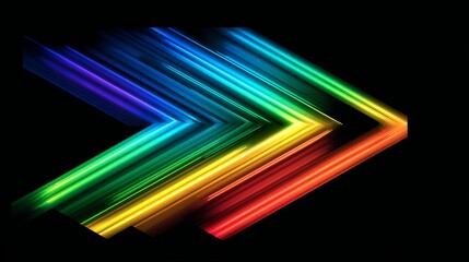 Abstract neon arrow in perspective futuristic direction sign vector design