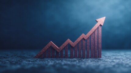 A metallic graph with an upward trend, symbolizing growth and success, set against a dark background.
