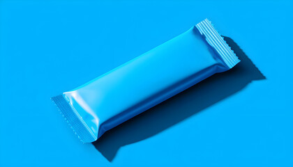 Minimalist energy bar package mockup on vibrant blue background with subtle shadows