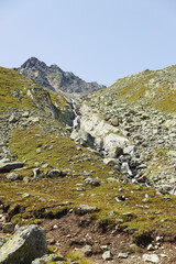 The panorama of the Alps opening from Gaislachkogl pick, Oetztal valley, the Austrian Alps