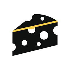 Black and white cheese with dice on white background