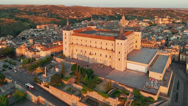 Sunrise view of the historic cityscape of Toledo, Castilla-La Mancha, Spain