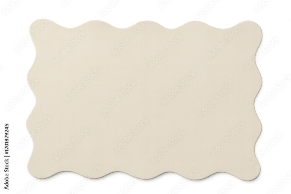 Aufkleber beige blank label with wavy edges floating on a transparent background, ideal for adding custom text