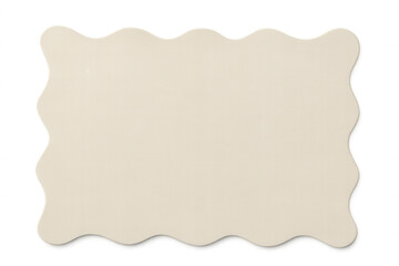 Beige blank label with wavy edges floating on a transparent background, ideal for adding custom text or designs